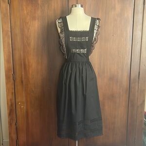 Vintage Black Pinafore Apron OS